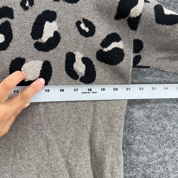 Loft Dress Women PM Petite Gray Animal Print Shift Short Crew Neck Long Sleeve - Picture 5 of 7